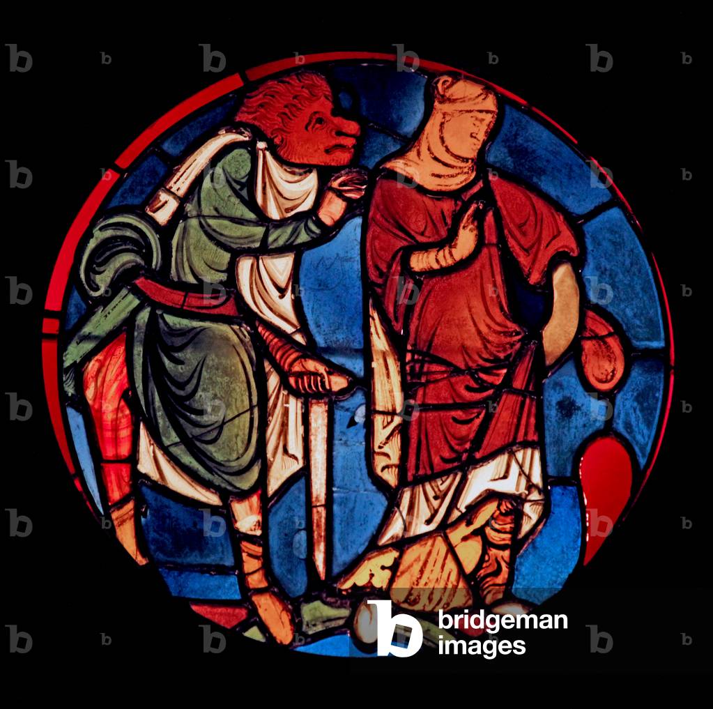 Depicting a devil and a woman, ex Ste Chapelle, bay D (stained glass)