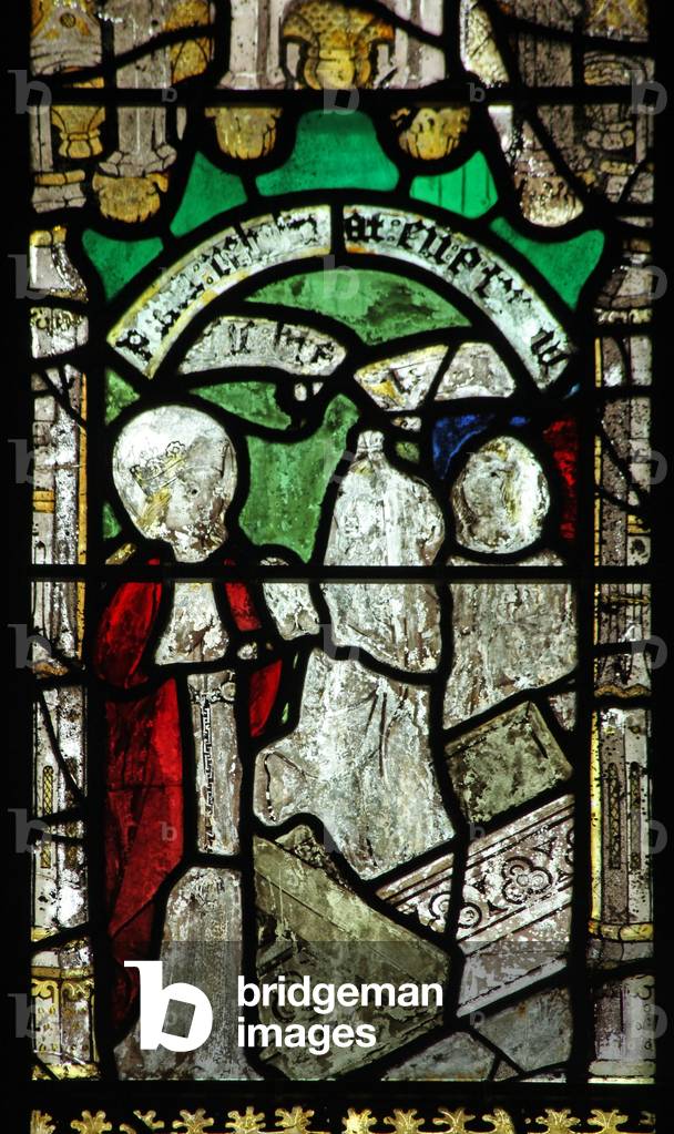 Window n6 depicting St George: the Virgin Mary restores him to life (stained glass)