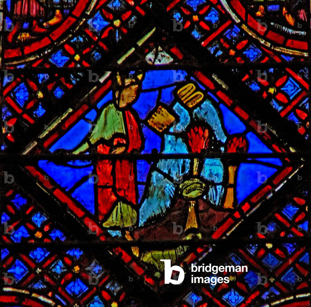Window w2  Moses breaks the Tables of the Law Ex XXXII 19 (stained glass)