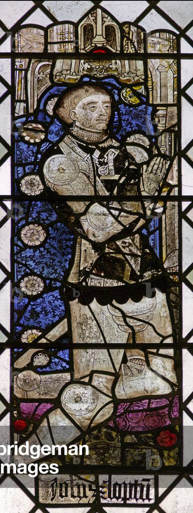 Window w6 depicting a donor - John Clopton (stained glass)