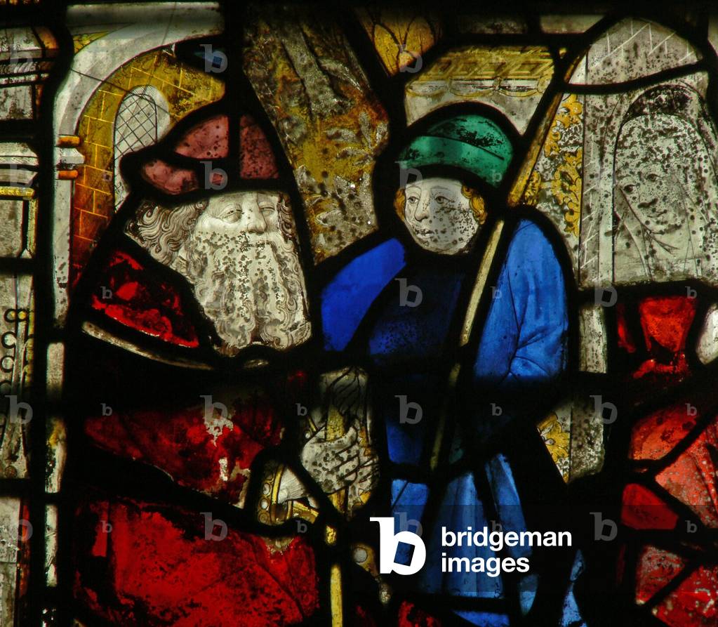 Window S4 depicting Isaac sends Esau for venison (stained glass)