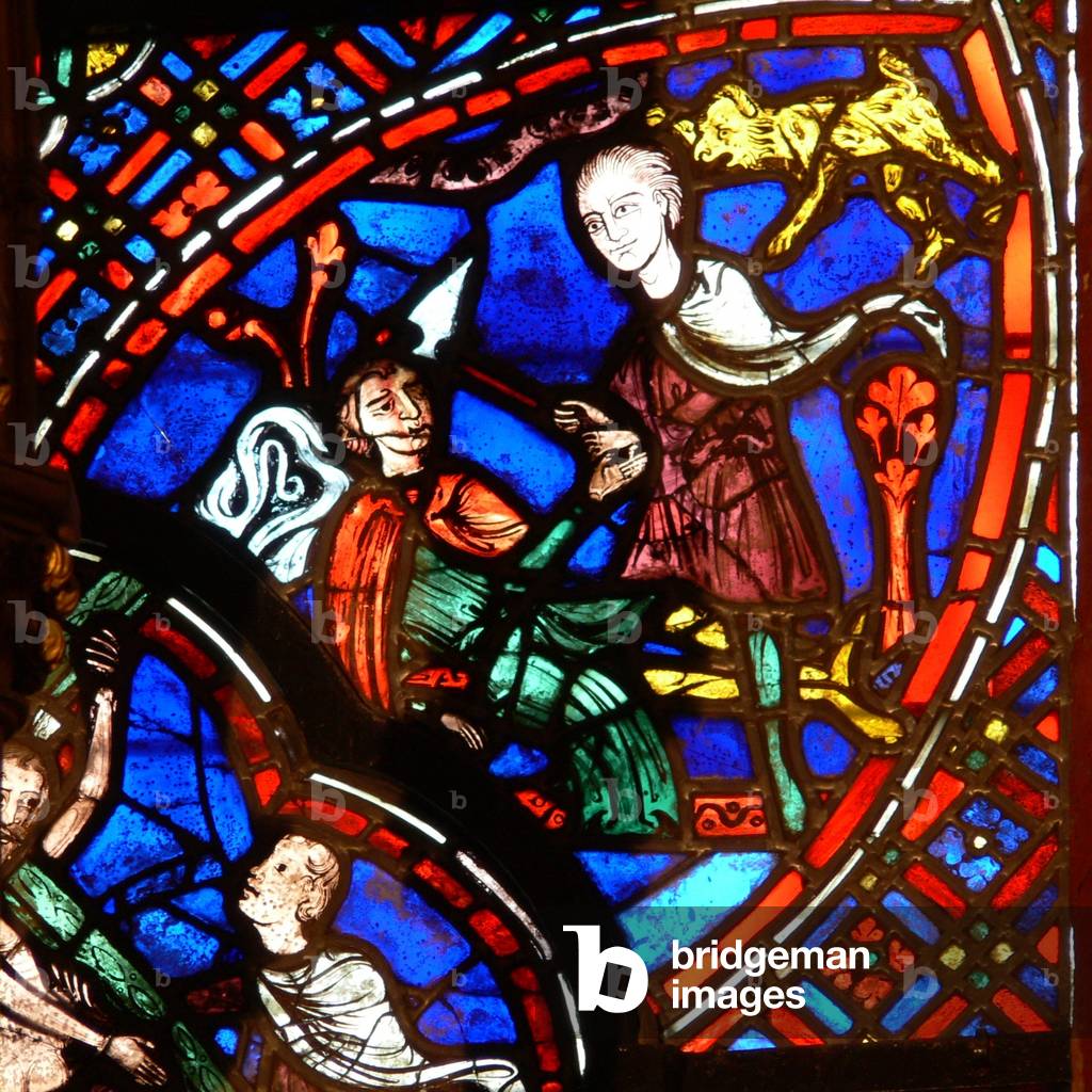 Window w0 depicting Cain and Abel (stained glass)