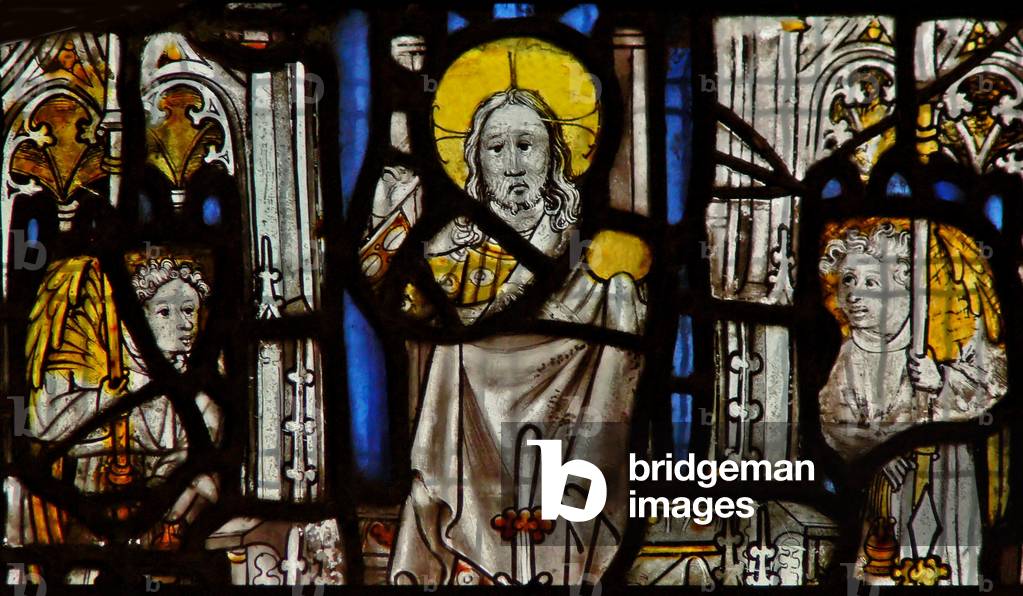 Window s1 depicting Christ and two angels (stained glass)