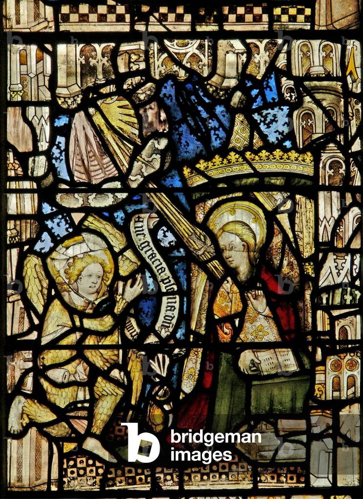 The east window depicting the Annunciation (stained glass)