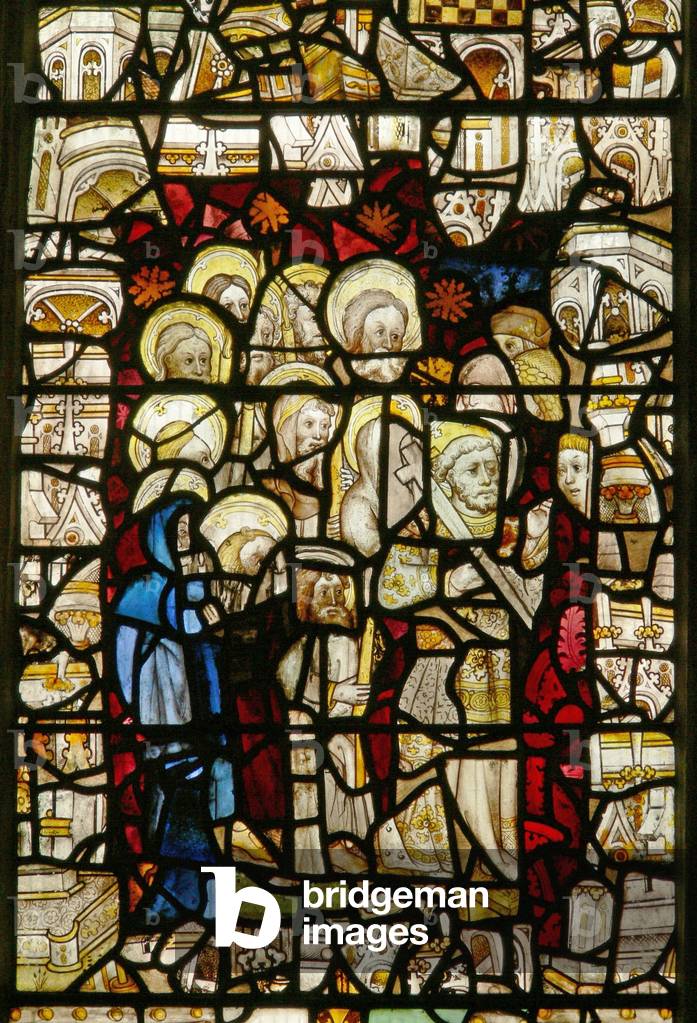 The east window depicting a procession: Candlemas or Corpus Christi (stained glass)