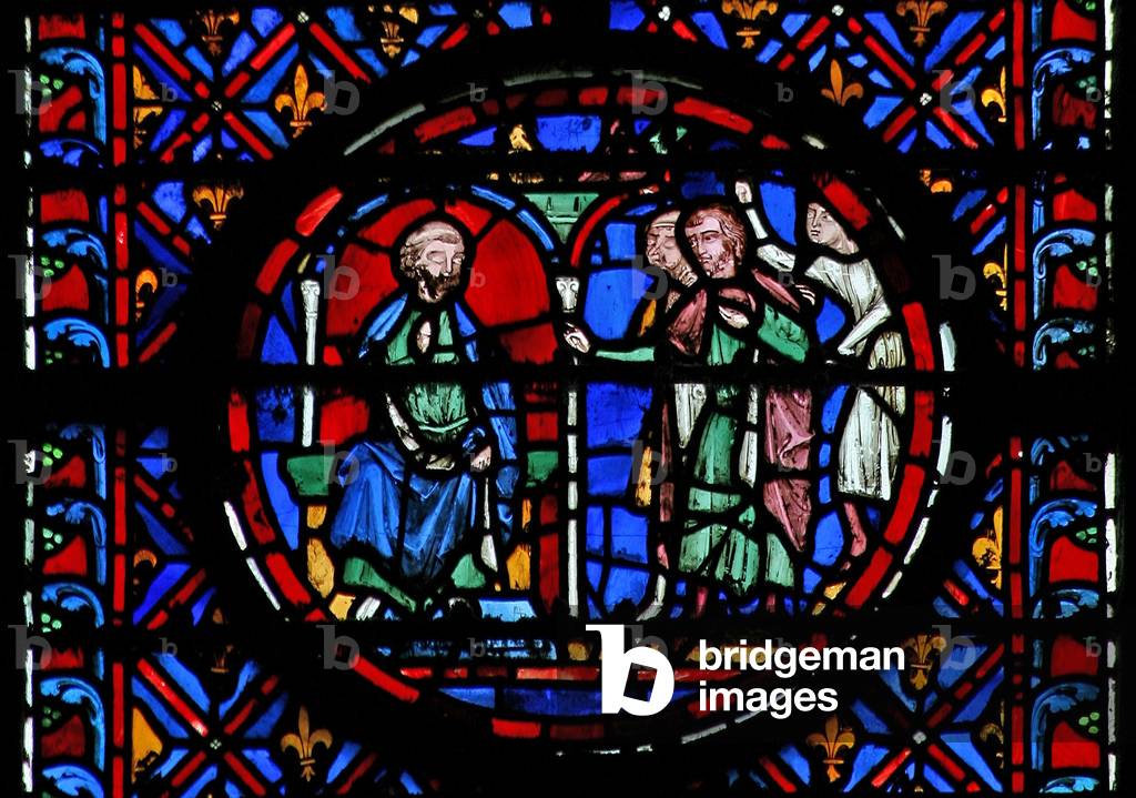 Window w12  new messengers coming to Job Job I 16-19 (stained glass)