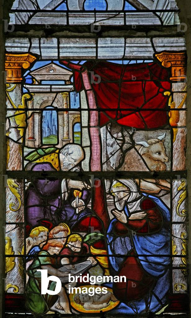 Window w3 depicting the Nativity (stained glass)