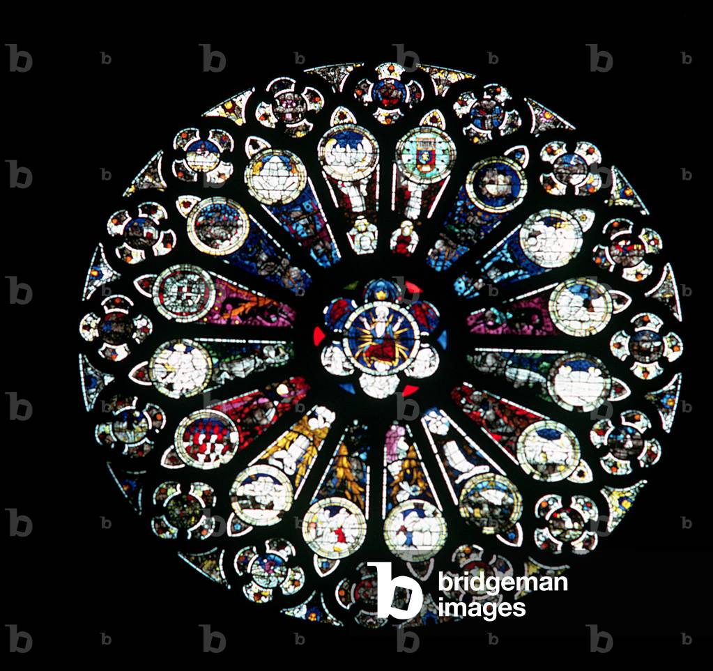 Rosa del Nord, pietra del XIII secolo, vetro della metà del XV secolo