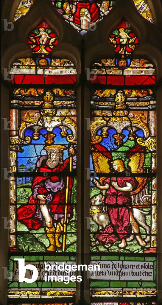 Window depicting Saint Roche and an Angel (stained glass)