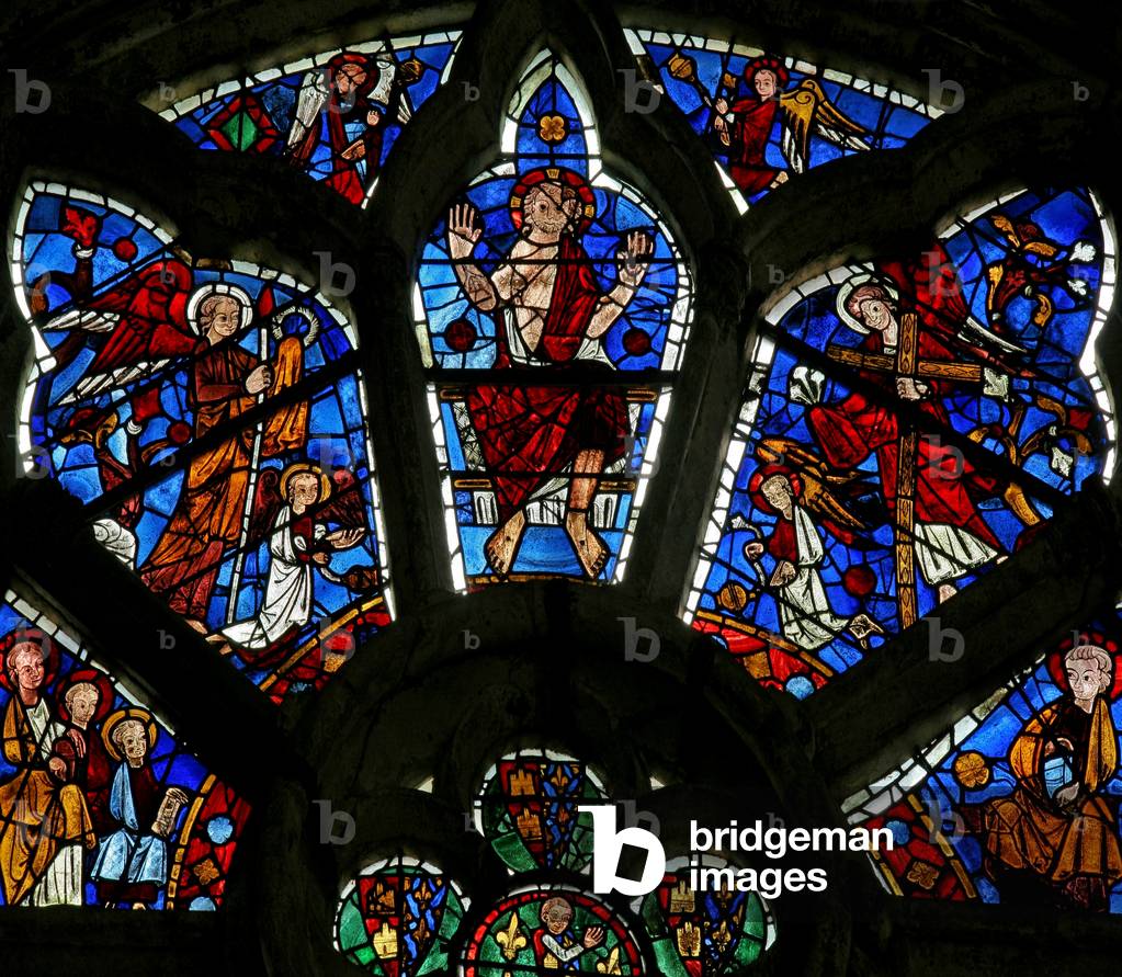 Window n3 depicting scenes from the Last Judgement (stained glass)