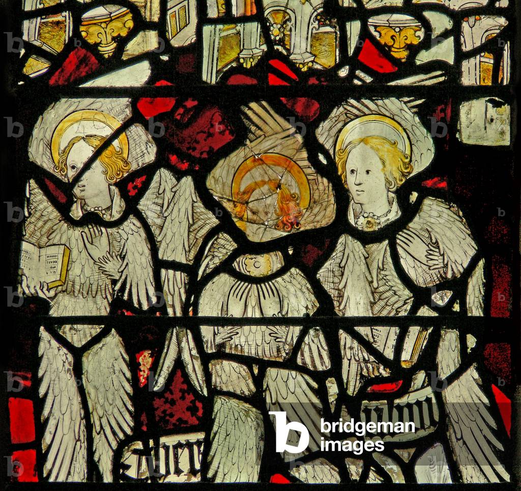 Window s3 depicting the angelic Hierarchy: Cherubim (stained glass)