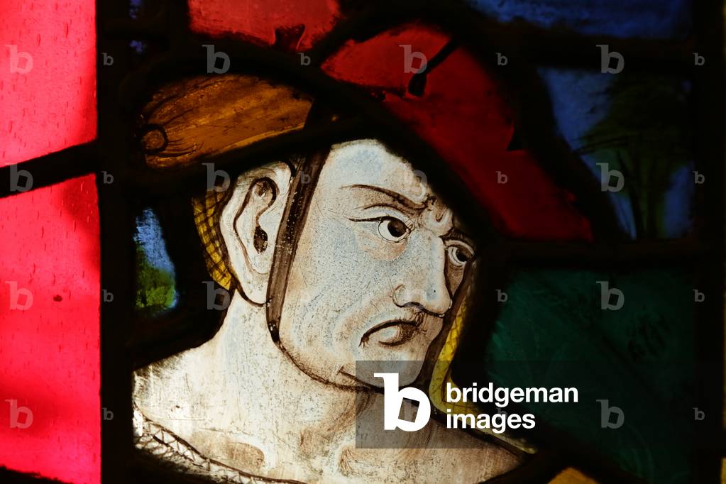 Bystander in Saint Sebastian window (stained glass)