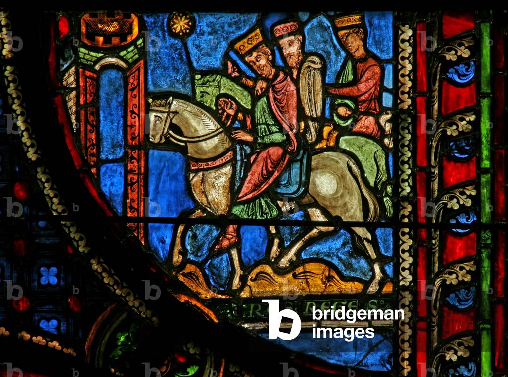Window w0 depicting the Magi travelling (stained glass)