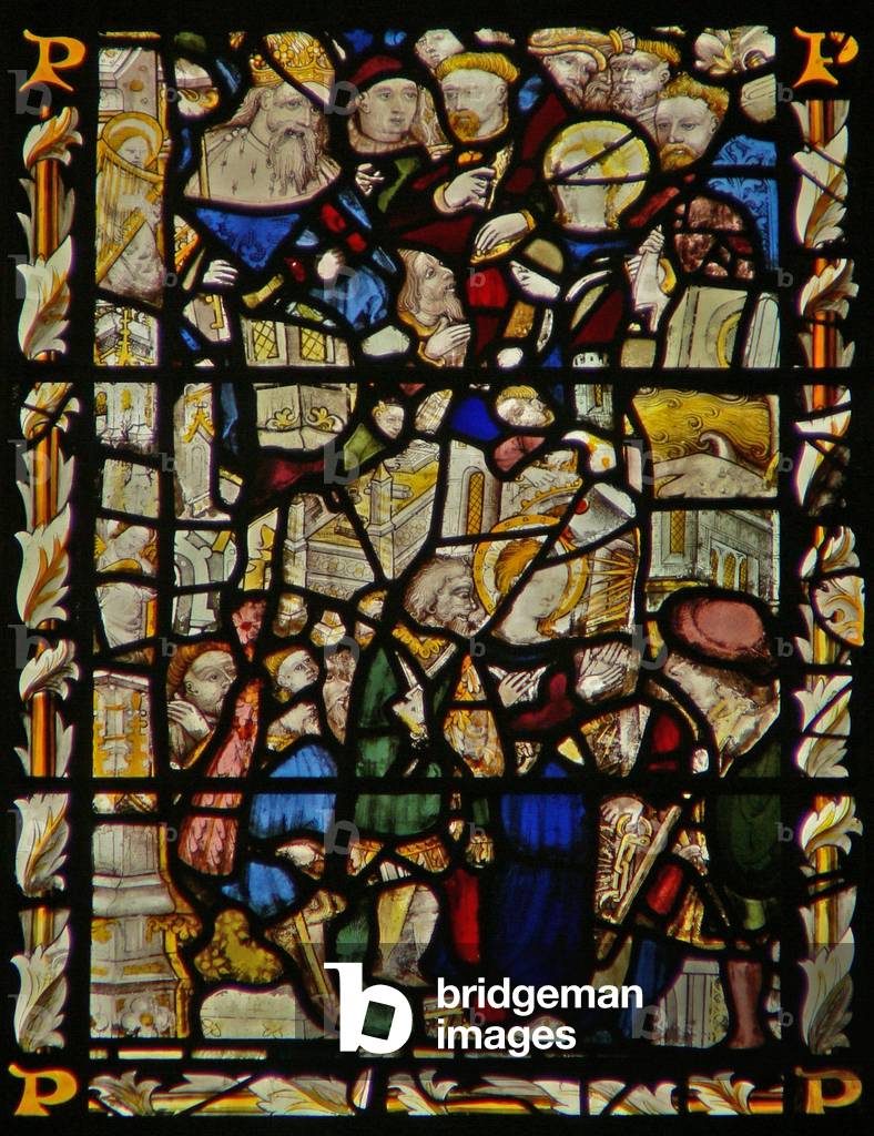 The east window depicting St Catherine amid the philosophers? (stained glass)