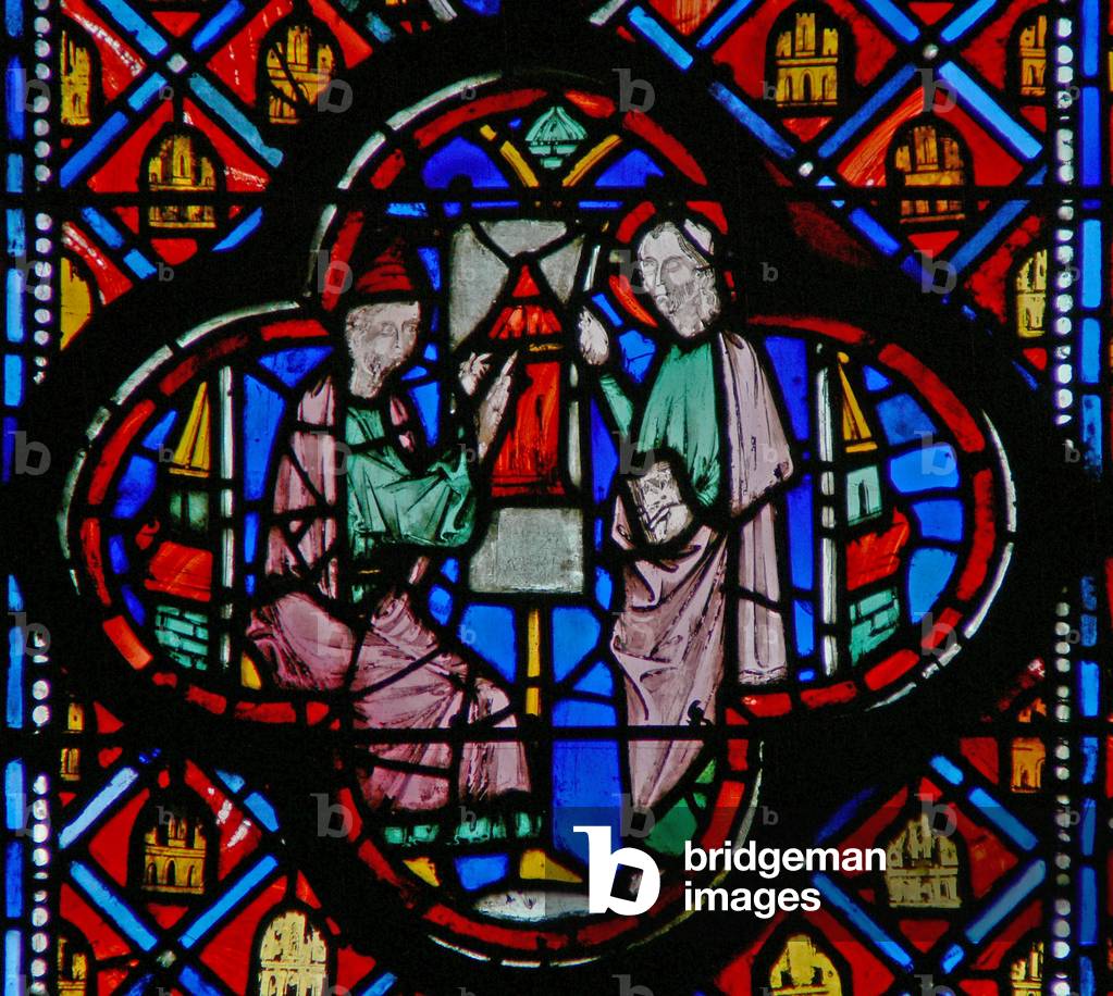 Window w10  Ezekiel draws a plan of Jerusalem on a tablet Ez IV 1 (stained glass)