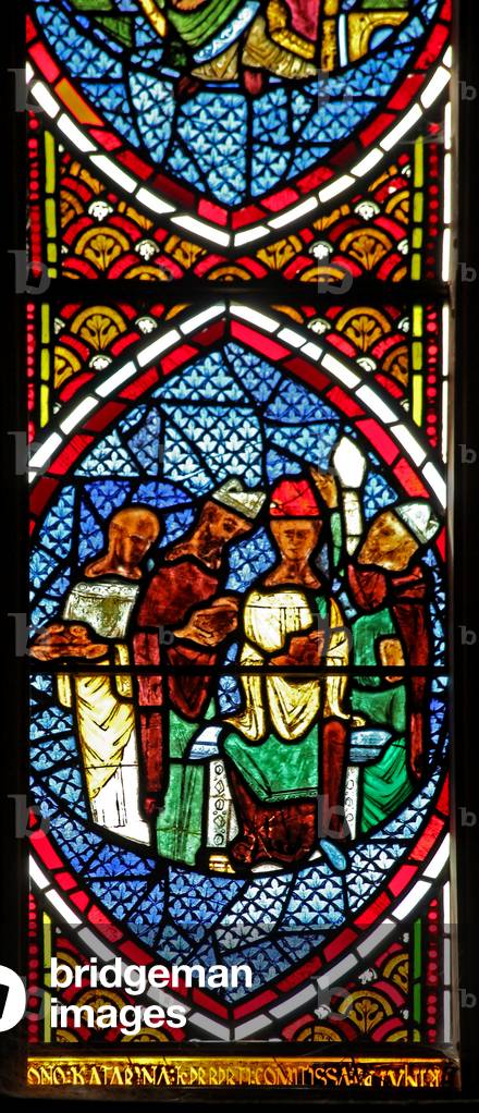 Window Ew depicting a scene of the Mass (stained glass)