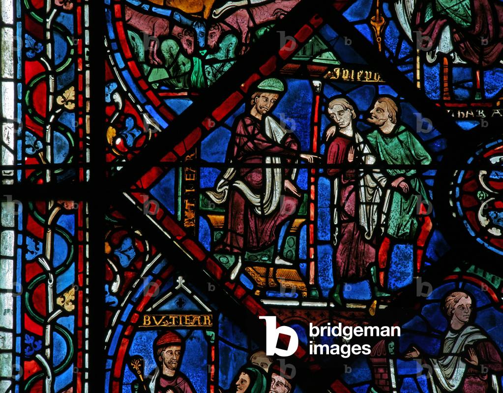 The Joseph window: Potiphar orders Joseph to be thrown into prison (w41) (stained glass)