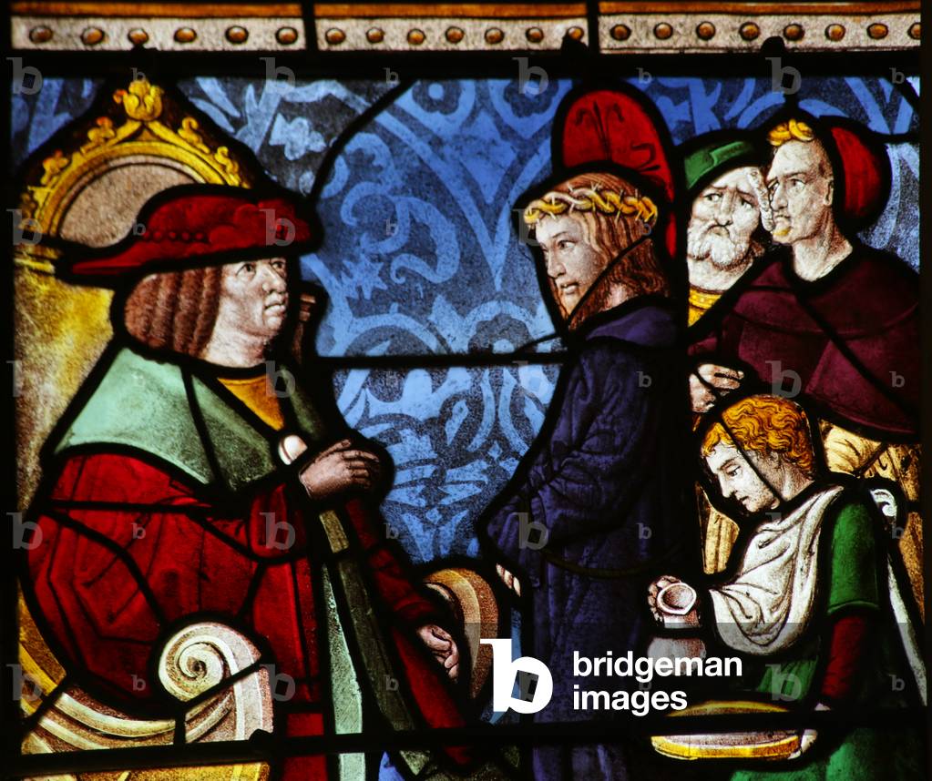 Window depicting Christ before Pilate (stained glass)