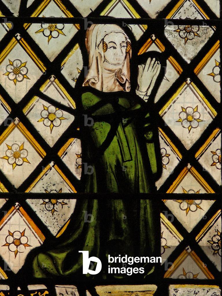 Window n3 depicting Joan, the wife of the donor Robert Skelton (stained glass)