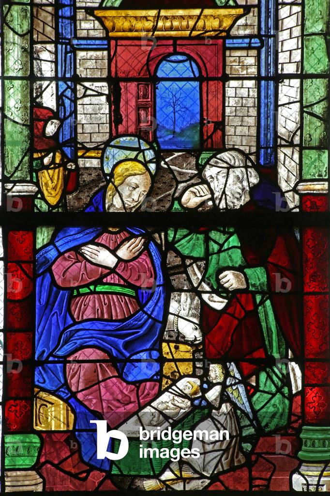 Window w2 depicting the Nativity (stained glass)