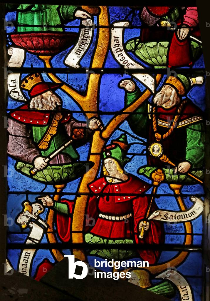 Window depicting the Tree of Jesse: Josaphat, Solomon, Joachim (stained glass)