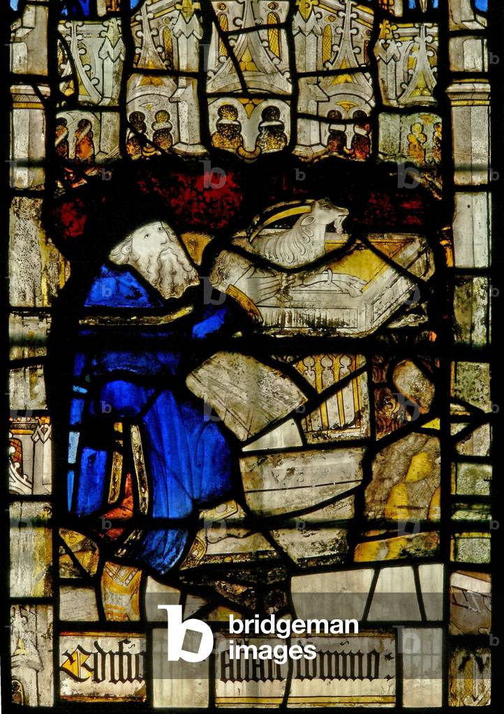 Window S3 depicting the Noah's Ark story: Noah's sacrifice (stained glass)