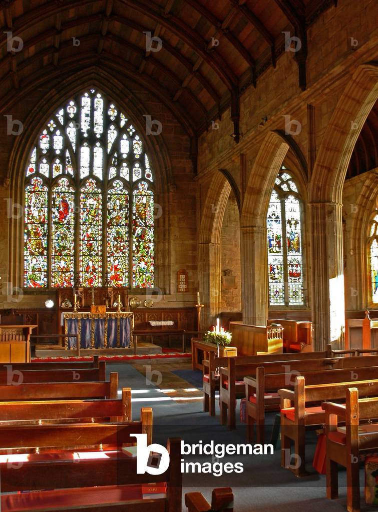 Window depicting a view of the east end of the church (stained glass)