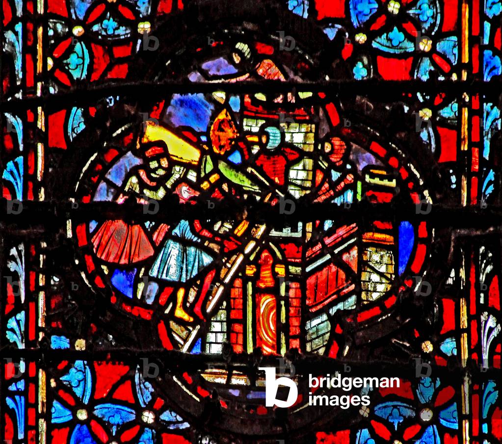 Window w4  Joshua captures Hazor Josh XI 10-11 (stained glass)
