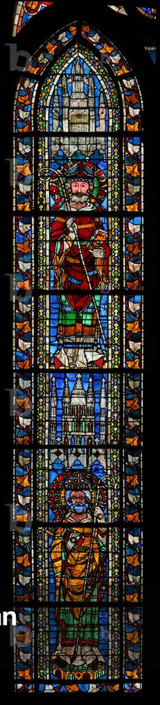 Window w205 depicting St Amande and St Just (stained glass)