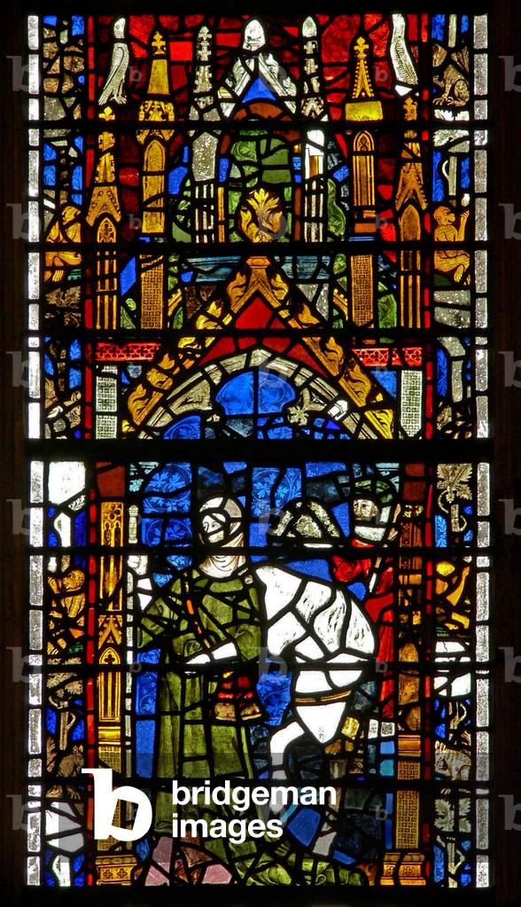 Window w40 depicting pilgrim donors (stained glass)