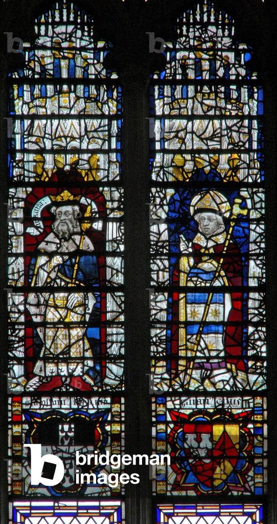 Window c18 depicting a king and an archbishop (stained glass)