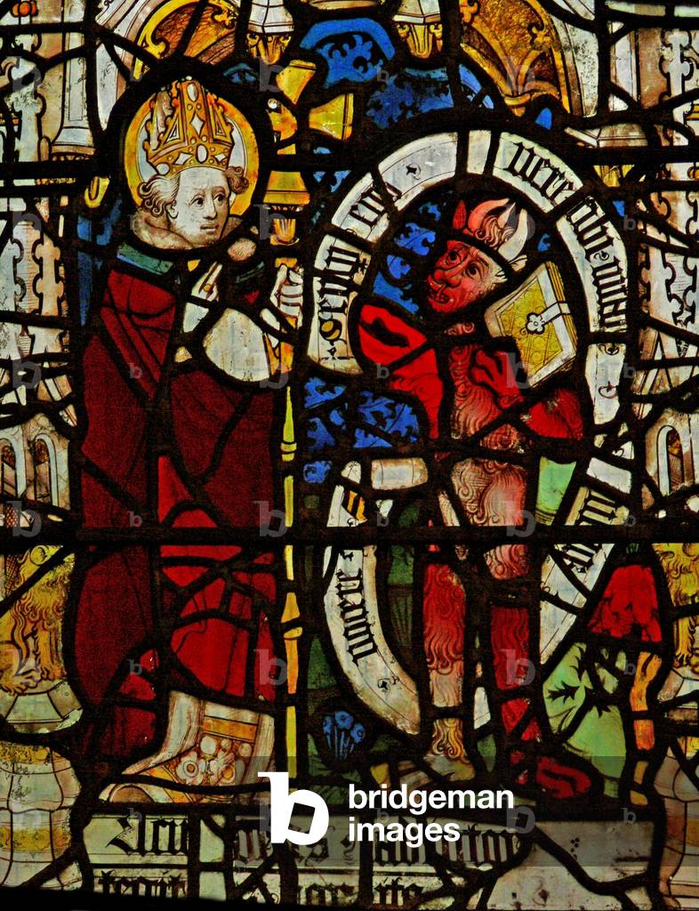 Window Nw depicting St Martin exorcises a devil (stained glass)