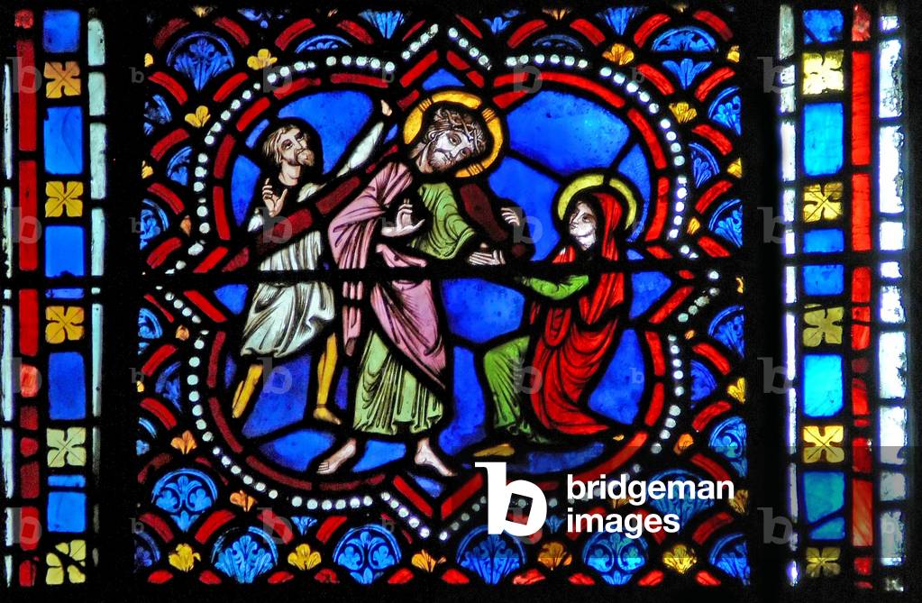 Window s2-L depicting the Via Crucis (stained glass)