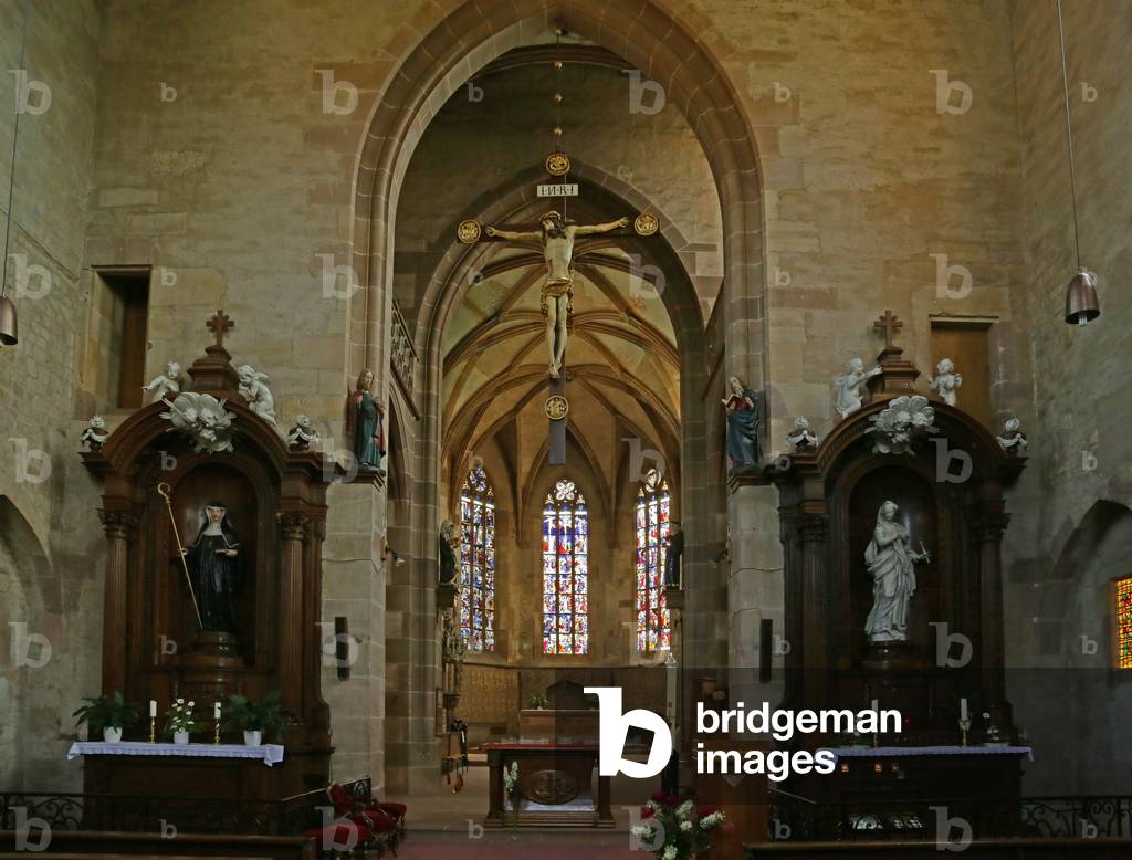View to the east, Church of Sainte-Walburge of Walbourg, Alsace, France (photo)