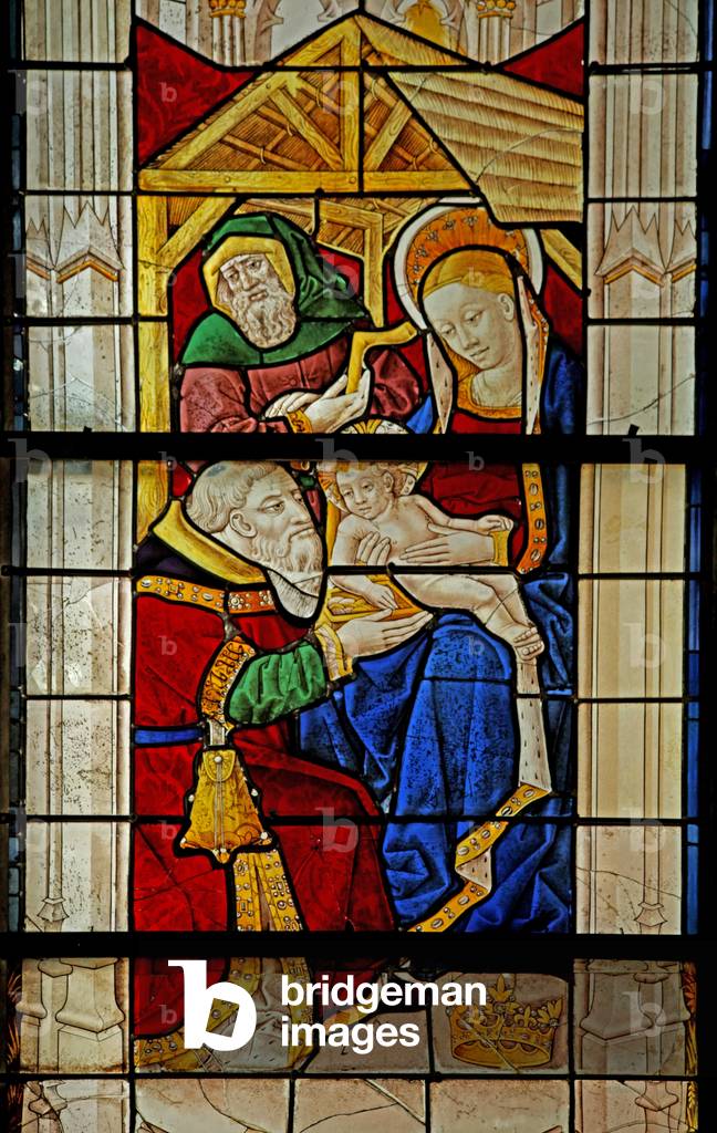 Window w29 depicting the Adoration of a Magus (stained glass)