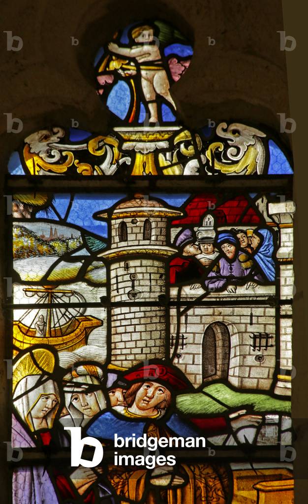 Window depicting Saint Mary Magdalene: Count and Countess of Provence with the Saint (stained glass)