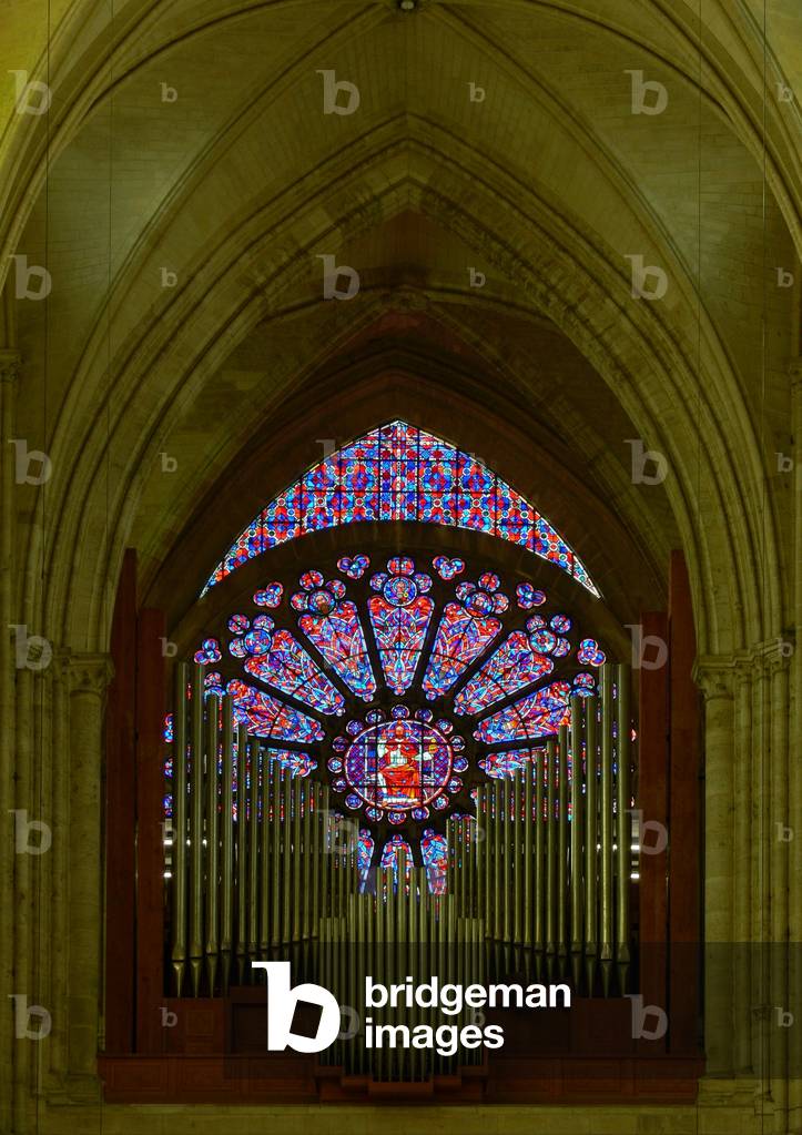 The thirteenth century west rose window with glass dating from 1937 (rose window - internal)