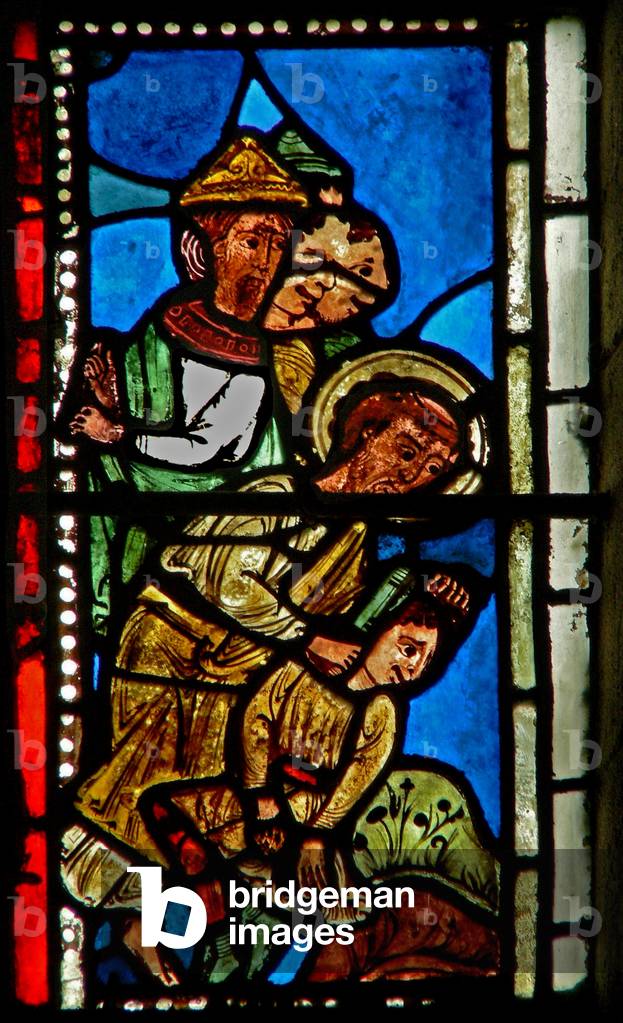 Window wXV depicting St Peter cuts off Malchus' ear (stained glass)