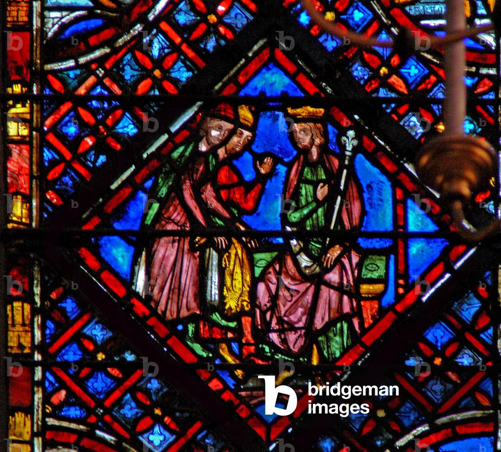 Window w2 Pharaoh and his magicians Ex VII 11 or 22 (stained glass)