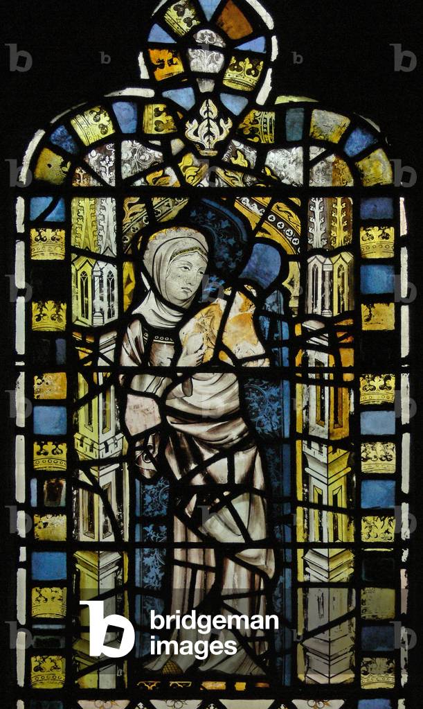 Window n3 depicting a saint - with C15 head (stained glass)