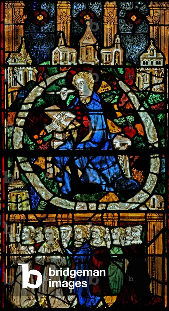 Window w12 depicting the Virgin Mary - at the Annunciation (stained glass)