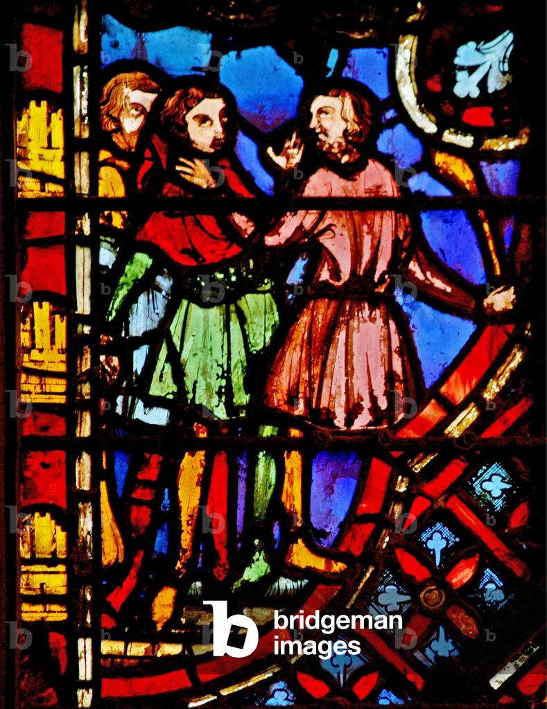 Window w2  Moses kills an Egyptian Ex II 11-12 (stained glass)