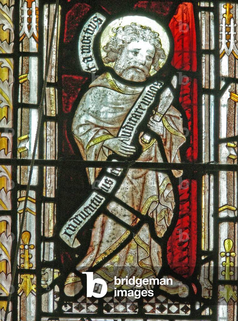 A north window depicting St Bartholomew (stained glass)
