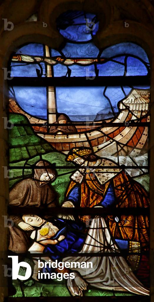 Window depicting Saint Mary Magdalene: Countess of Provence  dying on pilrimage to the Holy Land (stained glass)