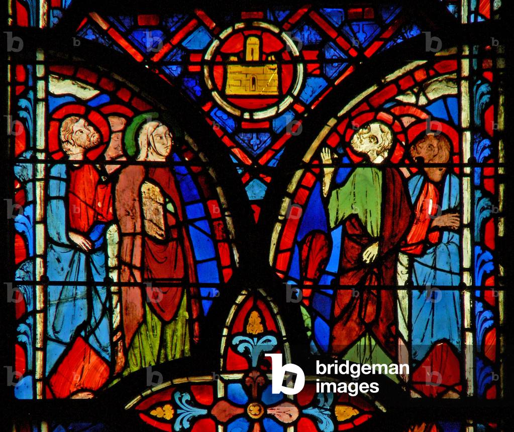 Window w8  Holy women and a group of Apostles (stained glass)