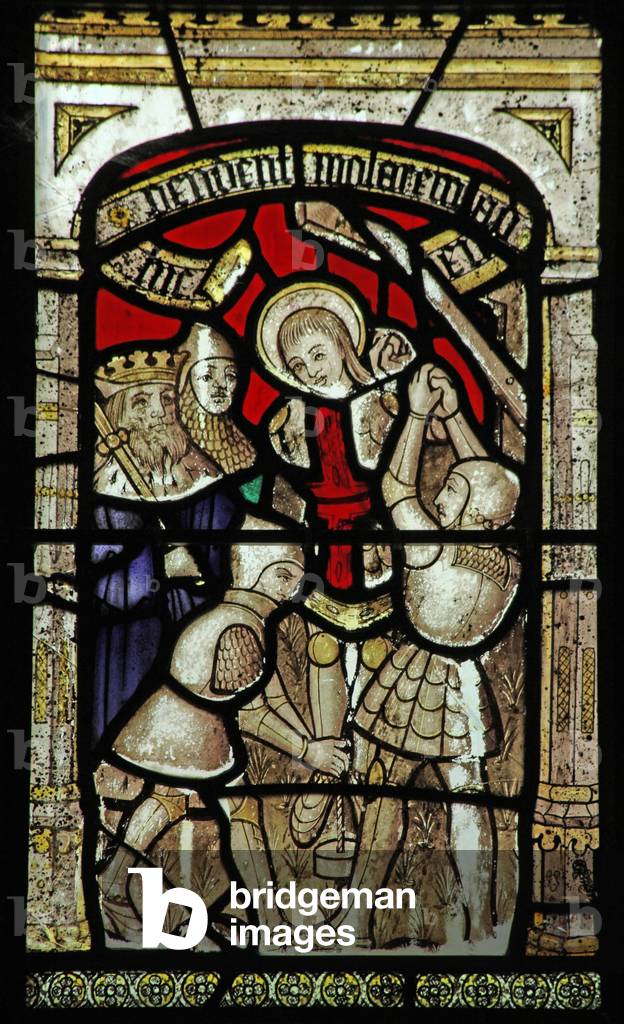 Window n6 depicting St George is hung from a gibbet (stained glass)