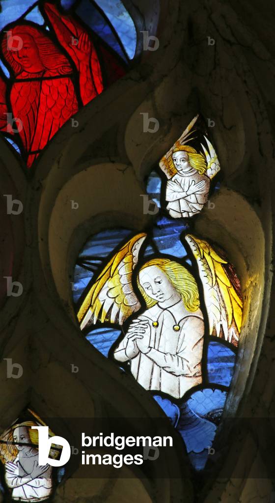 Window depicting Angels at the Second Coming of Christ, 1470 (detail of 2921838) (stained glass)