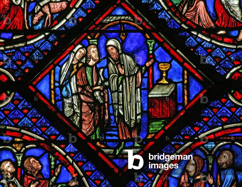 Window w1 depicting Joachim's offering is refused (stained glass)
