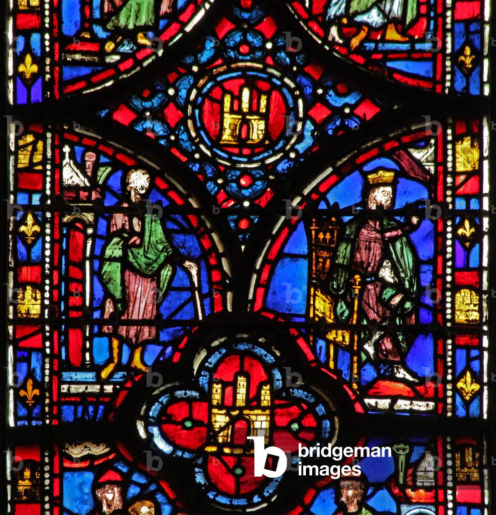 Window w13  Haman in the court of the palace Esth VI 5-10 (stained glass)