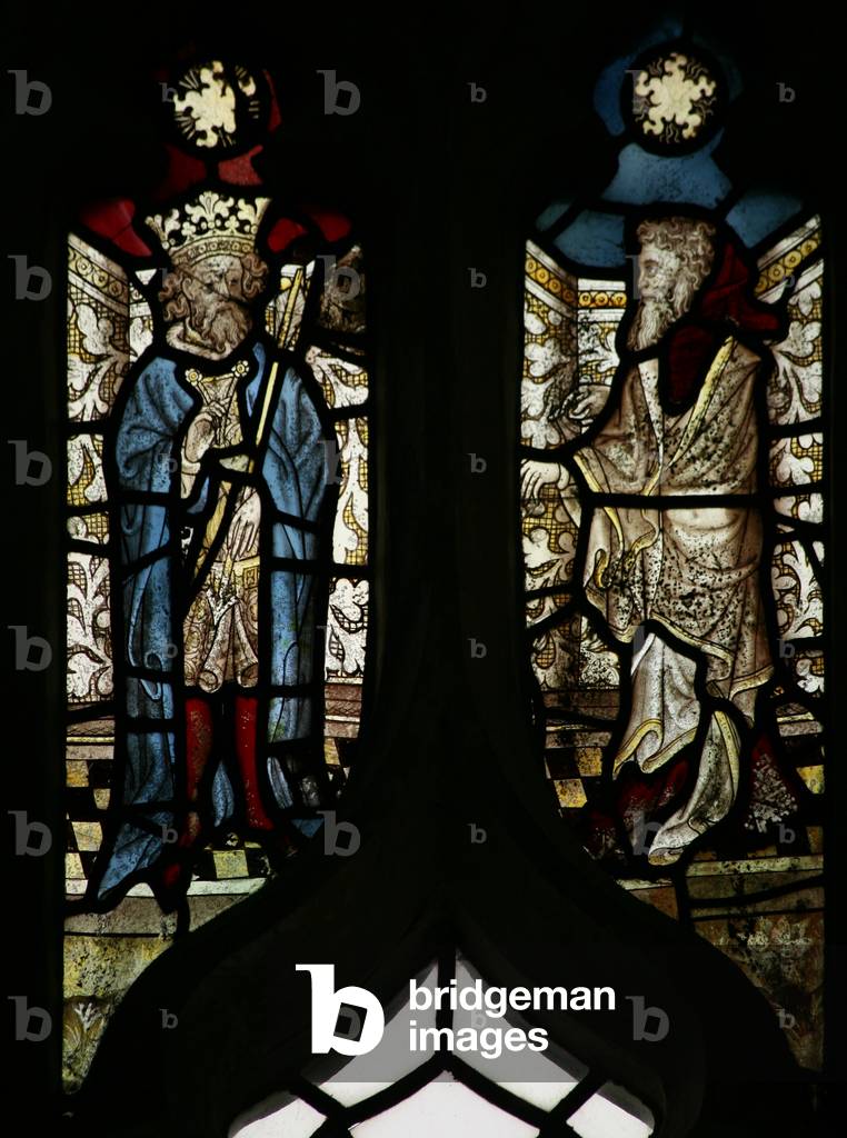 Window N6 depicting a king and a prophet (stained glass)